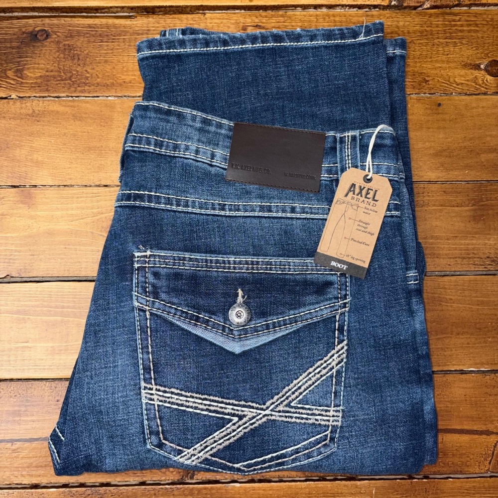 TK Axel Bootcut Jeans Mens 34x32 Blue Denim Western Workwear Cowboy NEW